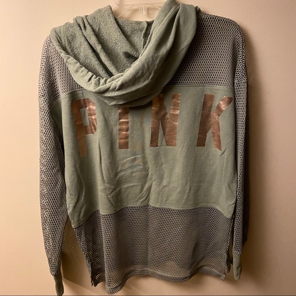 Victoria’s Secret PINK olive green hoodie w mesh - Picture 8 of 8
